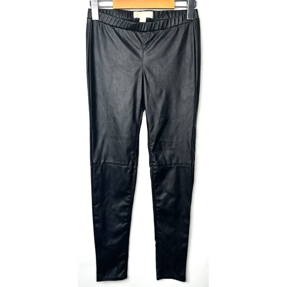 MICHAEL Michael Kors Womens Faux Leather Leggings Stretch Pants Black Size 2 - Picture 1 of 15